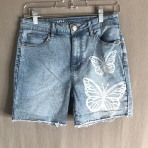 New No Boundaries Denim Butterfly Bermuda Shorts